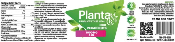 Planta Rx VEGAN Gummies 1000 mg 4oz – 25 mg each