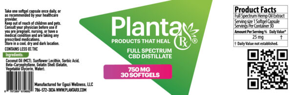 Planta Rx Full Spectrum Distillate CBD Soft Gels (30 ct. )