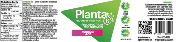 Planta Rx CBD Gummies 1000 mg 4 oz