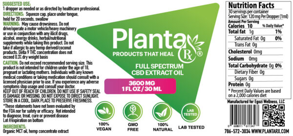 Planta Rx CBD Oil – Tinctures