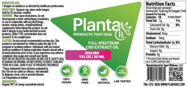 Planta Rx CBD Oil – Tinctures