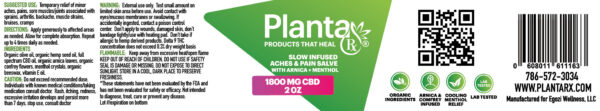 Planta Rx Slow Infused Pain Salve 1800 mg CBD with Arnica + Menthol 2 oz