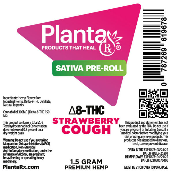 Planta Rx D8 Pre roll Strawberry Cough Sativa 1.5 gram