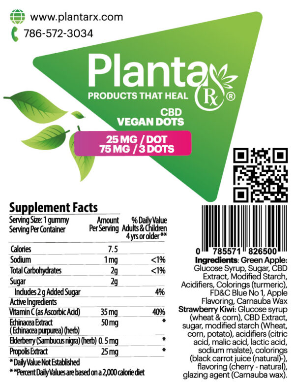 Planta Rx CBD VEGAN  Gummies  Sample Bag 75mg